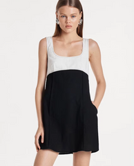 Elegant Classic Patchwork Loose Square Collar Sleeveless Mini Dresses