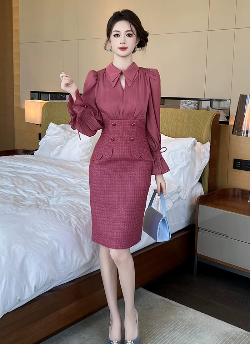 Elegant Formal Occasion 2-Piece Flare Sleeve Slim Pencil Short Mini Dress