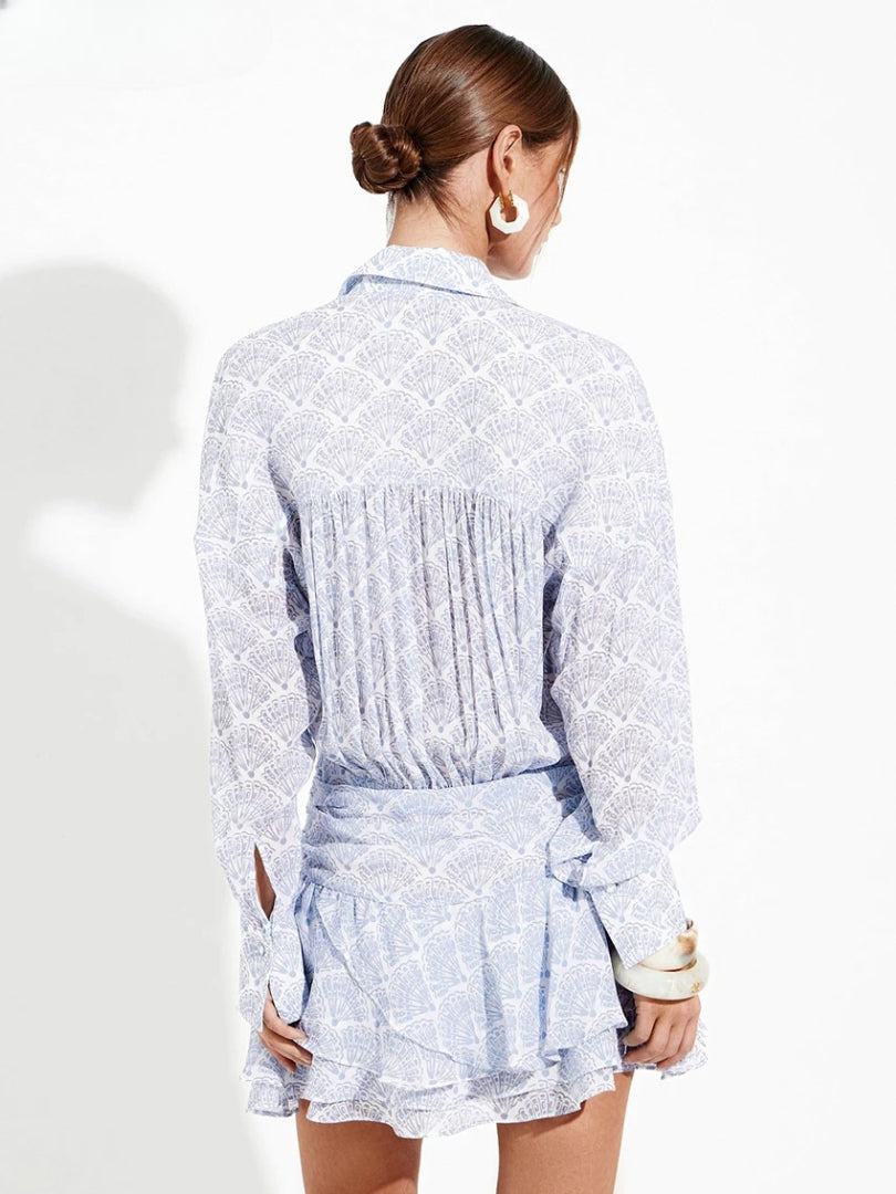 Elegant Loose Classic Pleated Casual Lapel Long Sleeve Mini Dresses