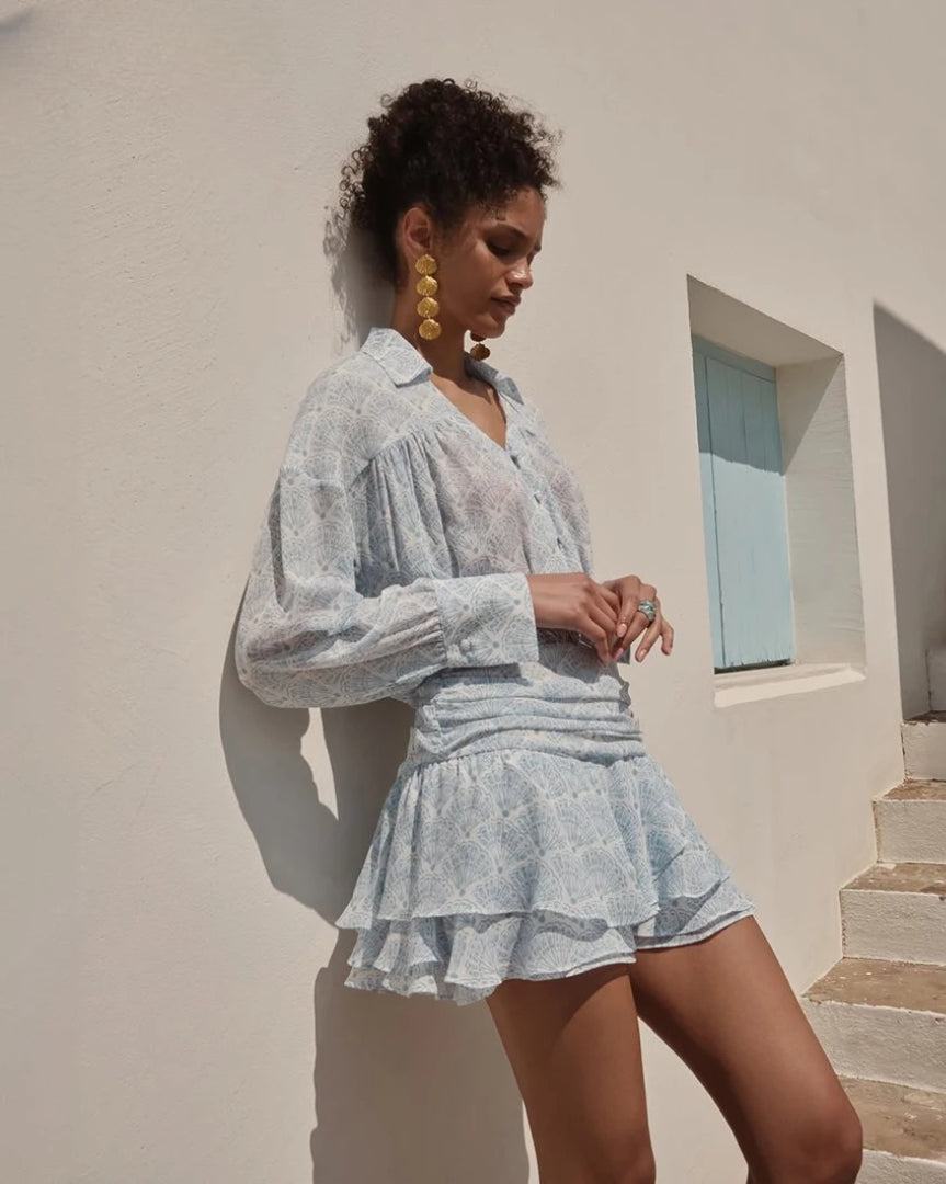 Elegant Loose Classic Pleated Casual Lapel Long Sleeve Mini Dresses
