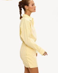Elegant Loose Stripe Print Long Sleeve Shirt With High Waist Lace-Up Mini Skirt Set