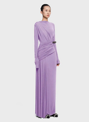 Elegant Pleated Long Sleeve High Waist Slimming Party Dresses