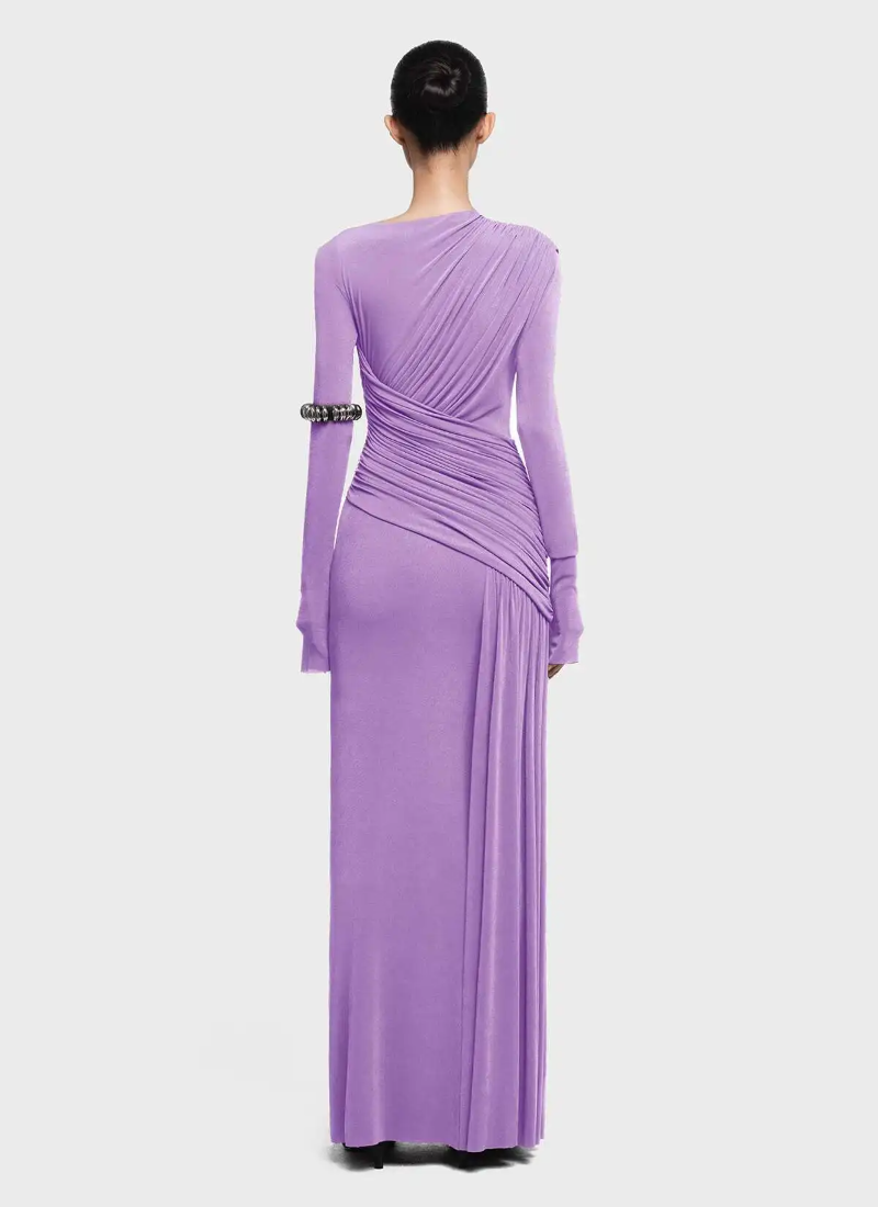 Elegant Pleated Long Sleeve High Waist Slimming Party Dresses