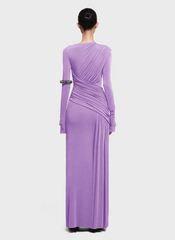 Elegant Pleated Long Sleeve High Waist Slimming Party Dresses