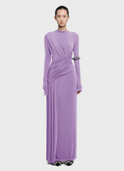 Elegant Pleated Long Sleeve High Waist Slimming Party Dresses