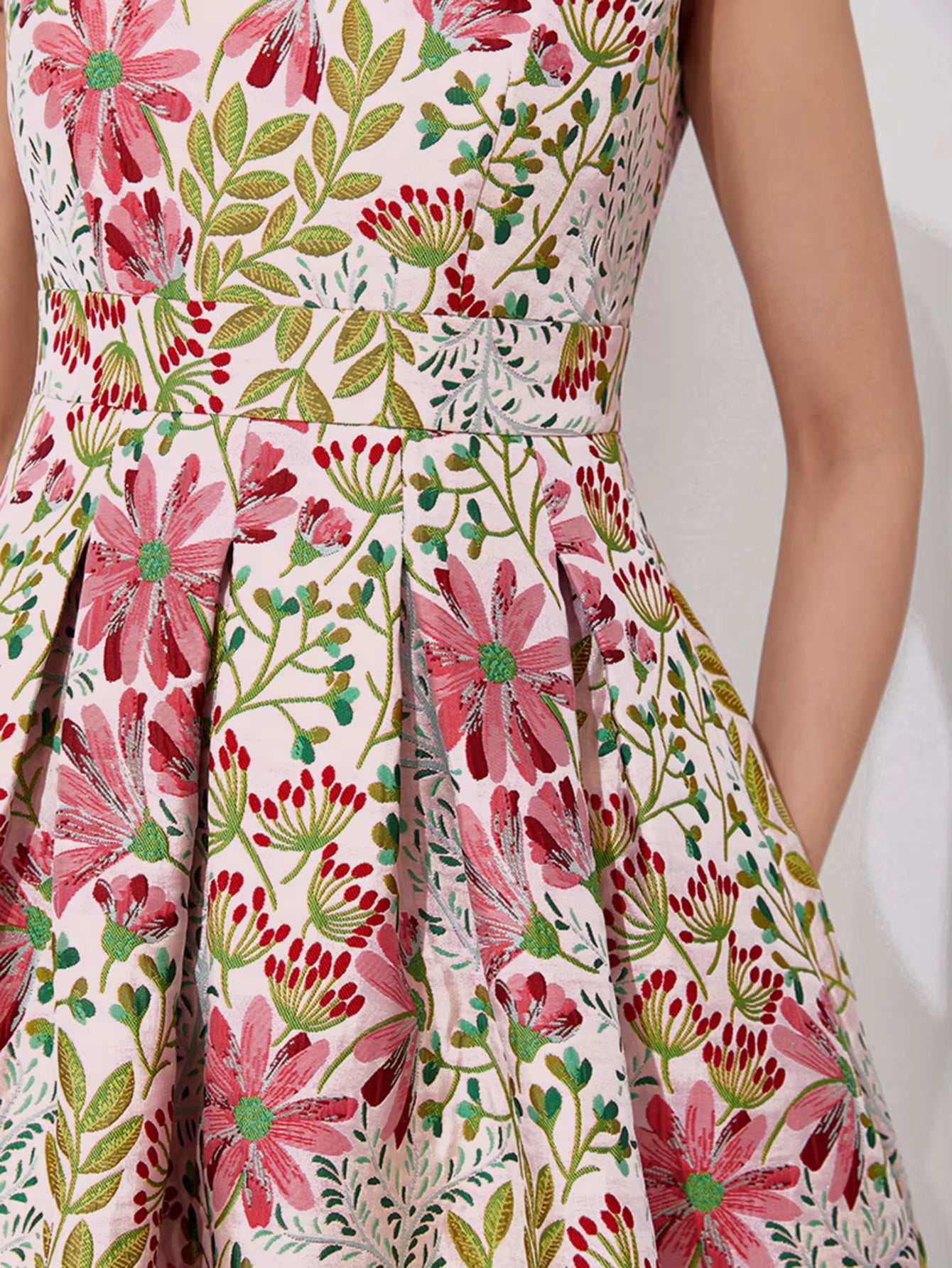 Elegant Floral Luxury Design Jacquard Party Prom Tea-Length Dress
