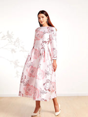 Elegant Floral Round Neck Boho Party Evening Casual Long Maxi Dress Ball Gown