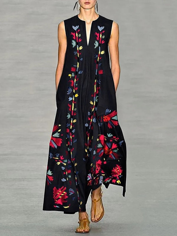 Elegant Floral Printed Long Maxi Dress