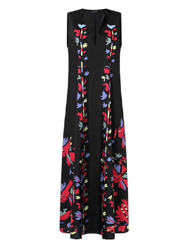 Elegant Floral Printed Long Maxi Dress