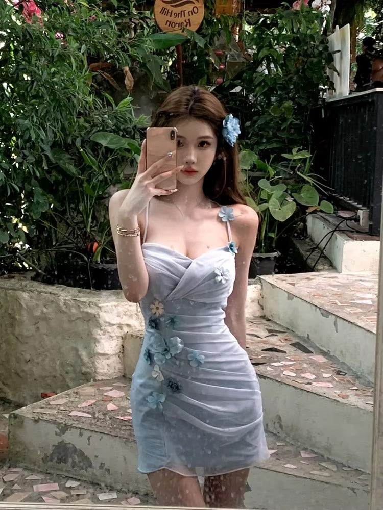 Elegant Floral Sleeveless Lace Office Lady Party Bodycon Slim Mini Dress