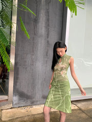 Elegant Floral Vintage Stand Collar Top And Skirt Two Piece Set