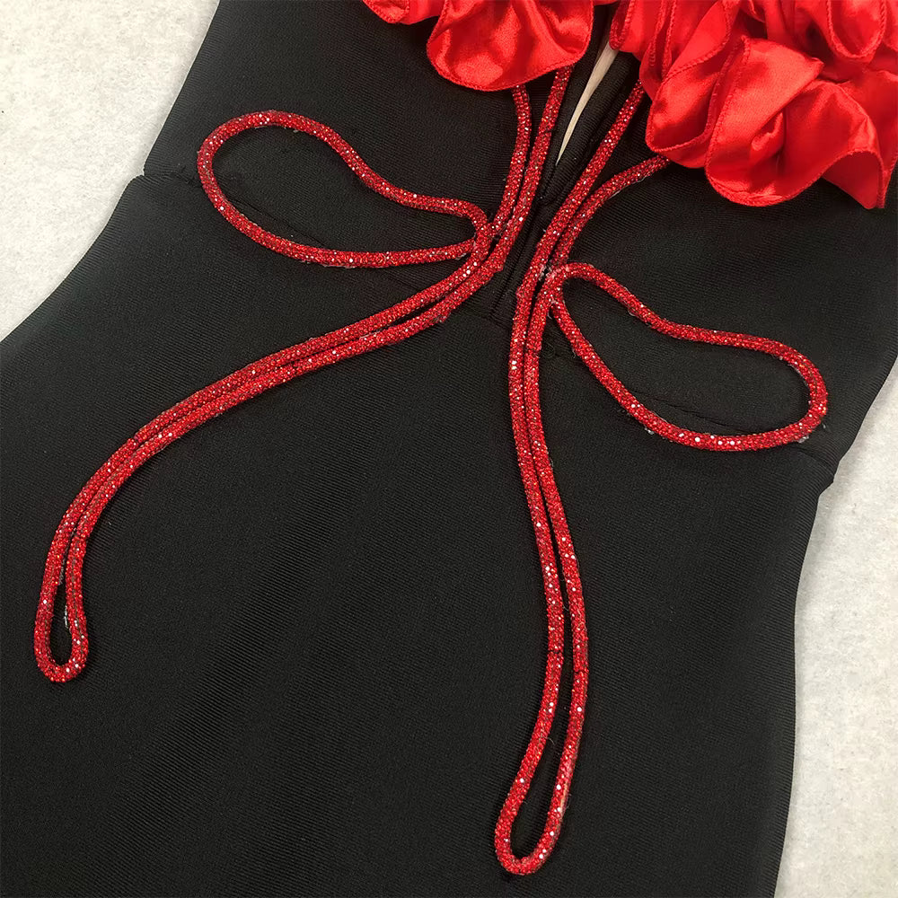 Elegant Florals Strapless Off the Shoulder Bodycon Bandage Long Maxi Dress