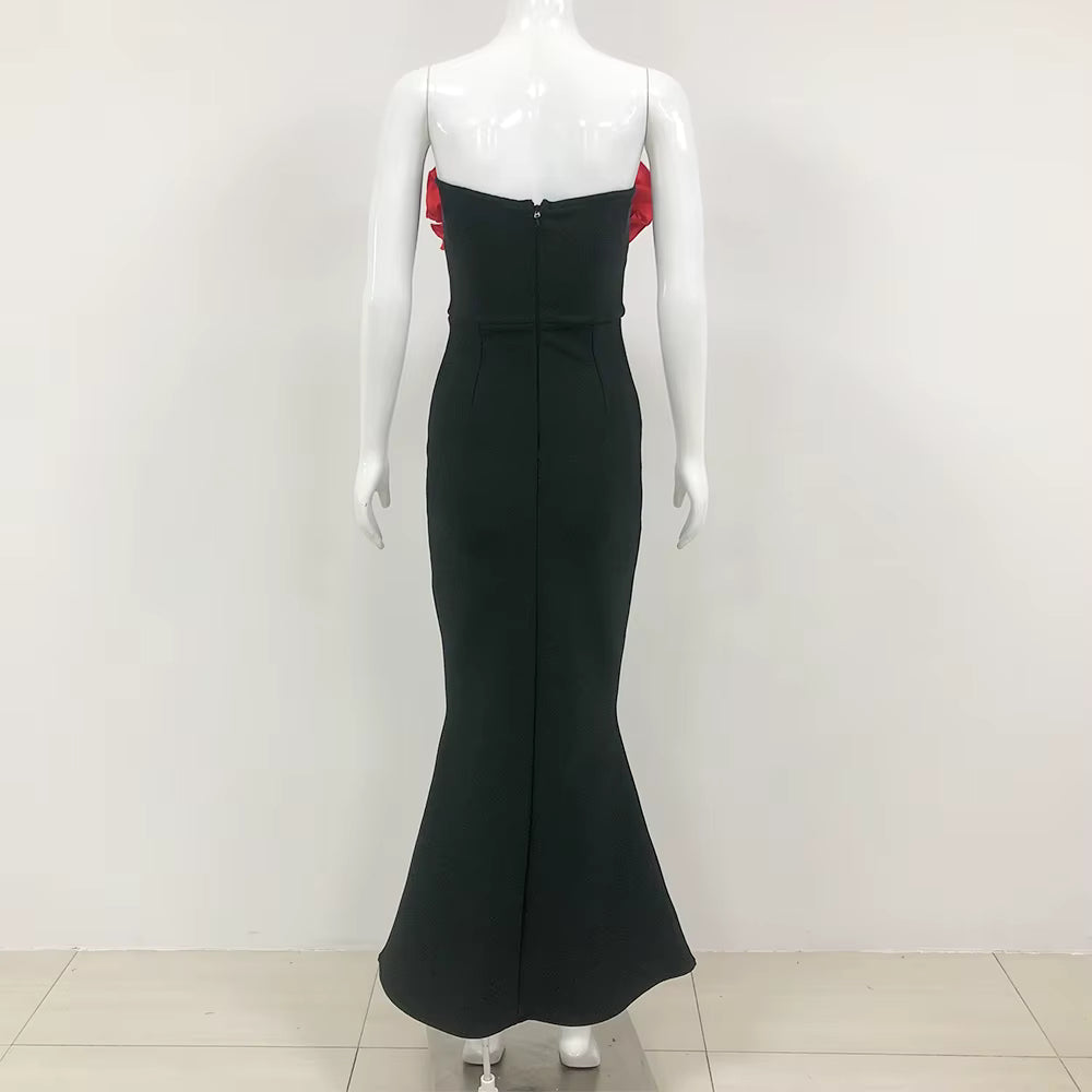 Elegant Florals Strapless Off the Shoulder Bodycon Bandage Long Maxi Dress