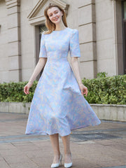 Elegant Flower Casual O-Neck Temperament Evening Party Dresses