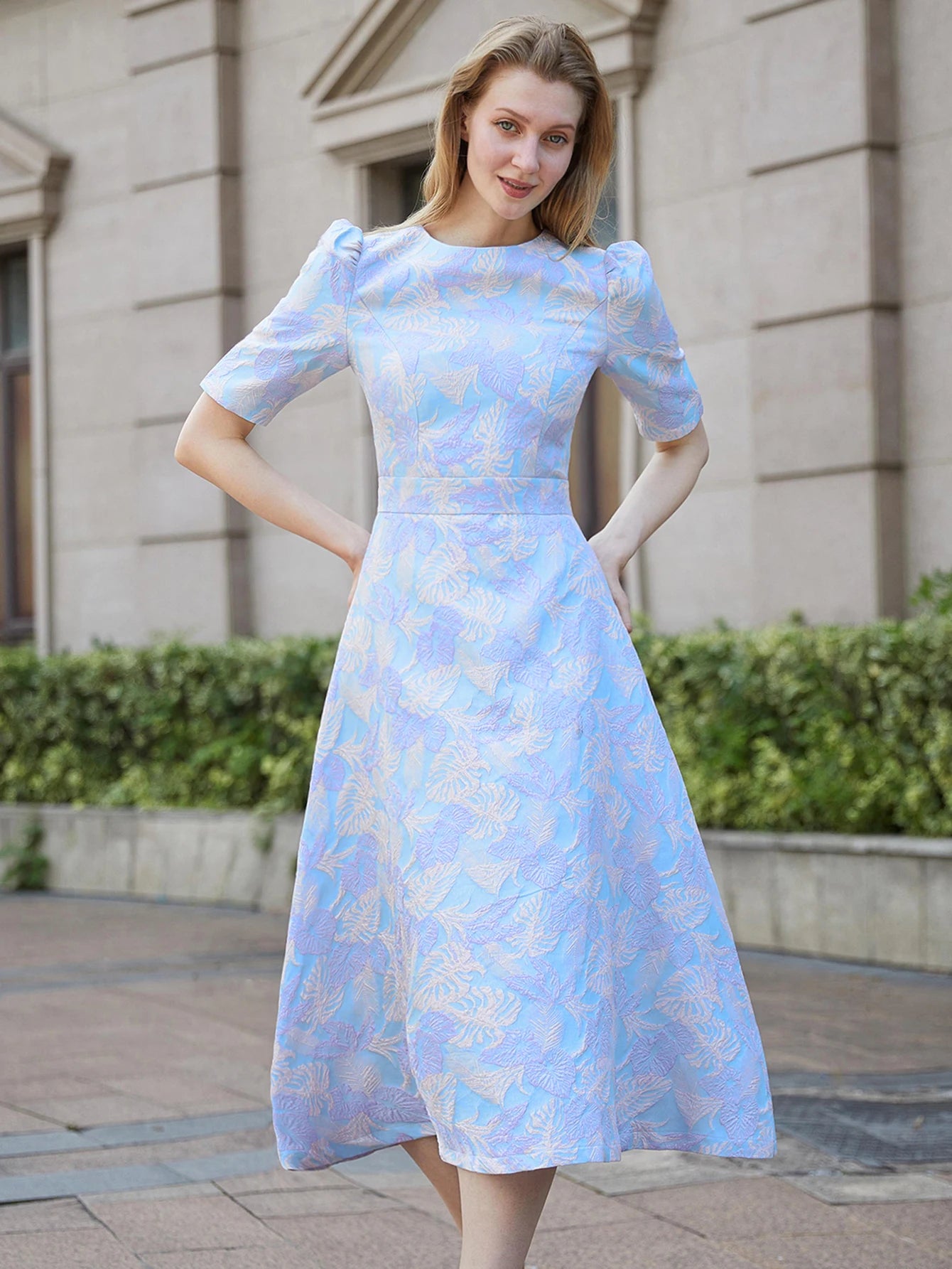 Elegant Flower Casual O-Neck Temperament Evening Party Dresses