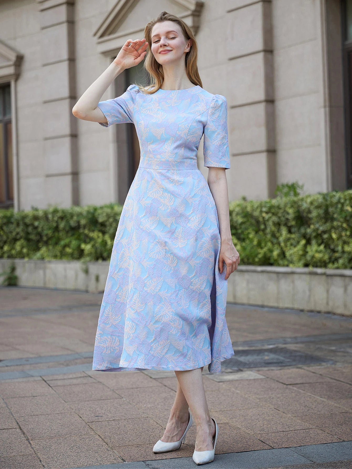Elegant Flower Casual O-Neck Temperament Evening Party Dresses