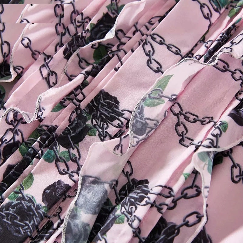 Elegant Flower Chain Print Long Dress
