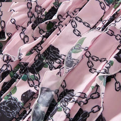 Elegant Flower Chain Print Long Dress