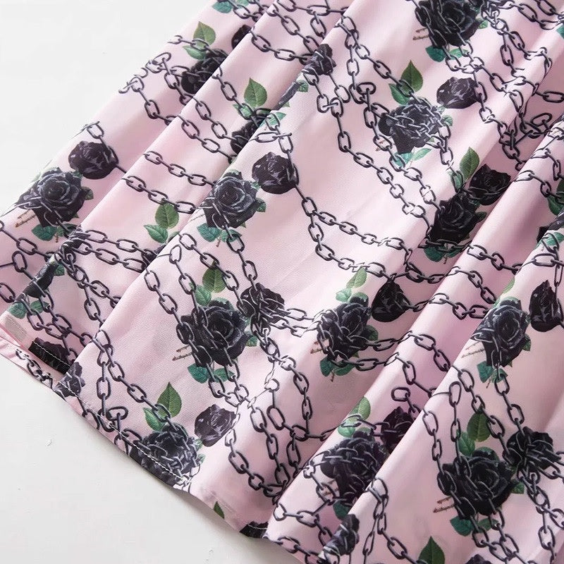 Elegant Flower Chain Print Long Dress
