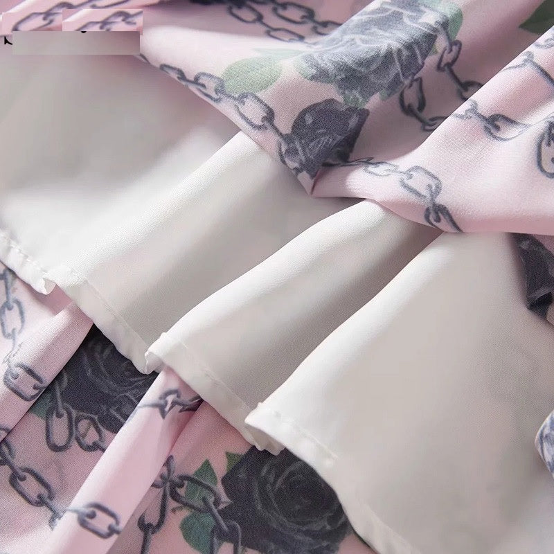 Elegant Flower Chain Print Long Dress