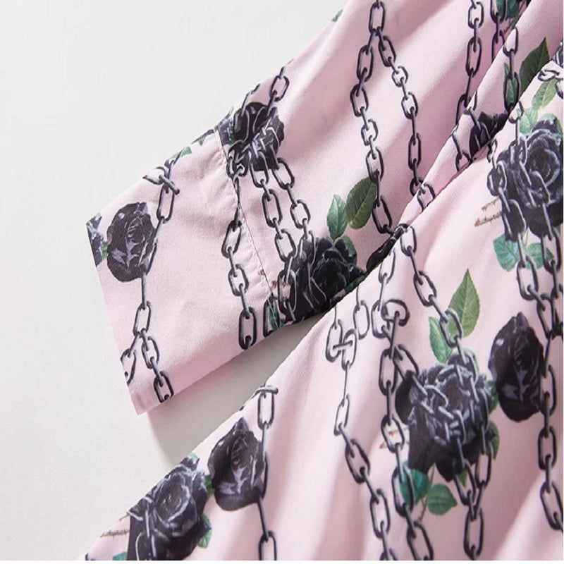 Elegant Flower Chain Print Long Dress