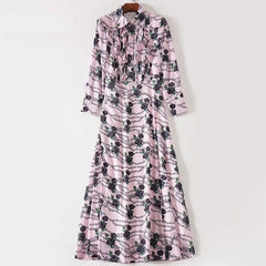 Elegant Flower Chain Print Long Dress