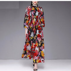 Elegant Flower Print Boho Long Maxi Dresses