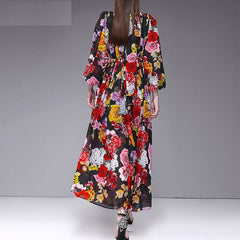 Elegant Flower Print Boho Long Maxi Dresses