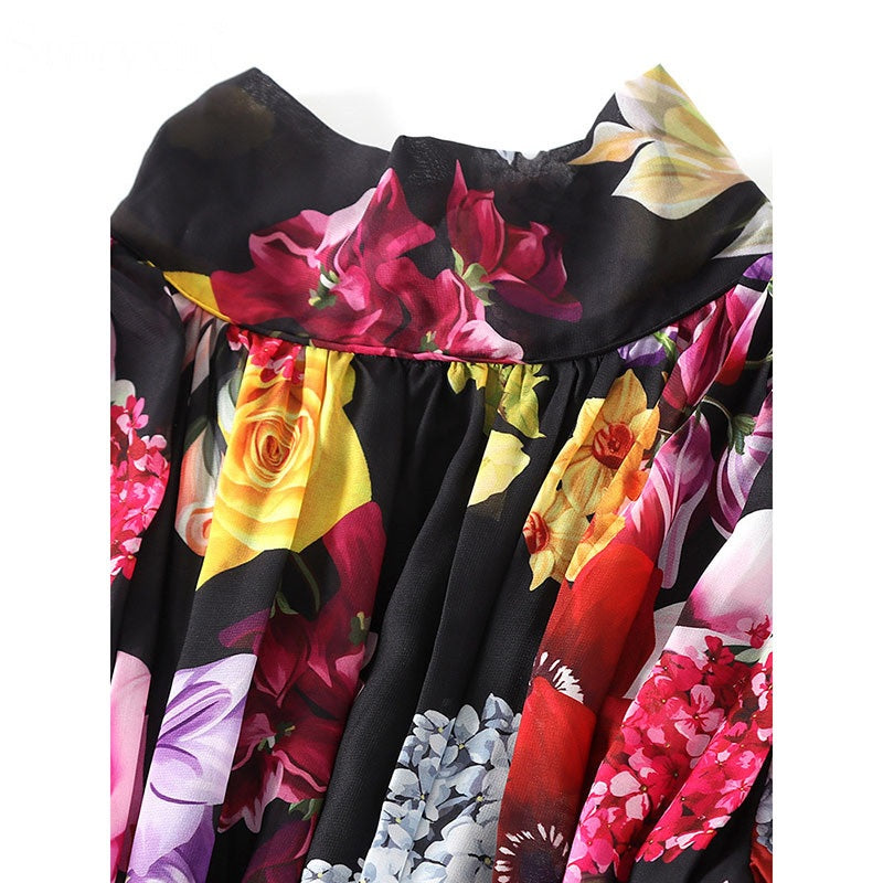 Elegant Flower Print Boho Long Maxi Dresses
