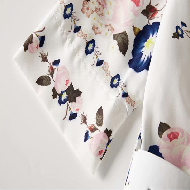 Elegant Flower Print Single-Breasted Maxi Dress