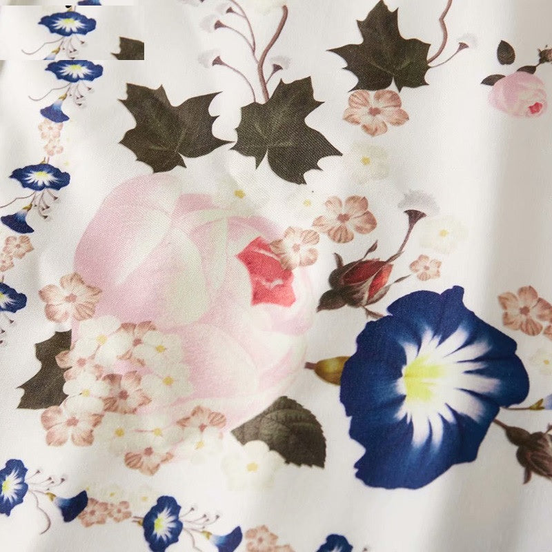 Elegant Flower Print Single-Breasted Maxi Dress