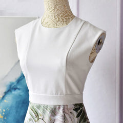 Elegant Flower Print Sleeveless Package Buttocks Slim Dresses
