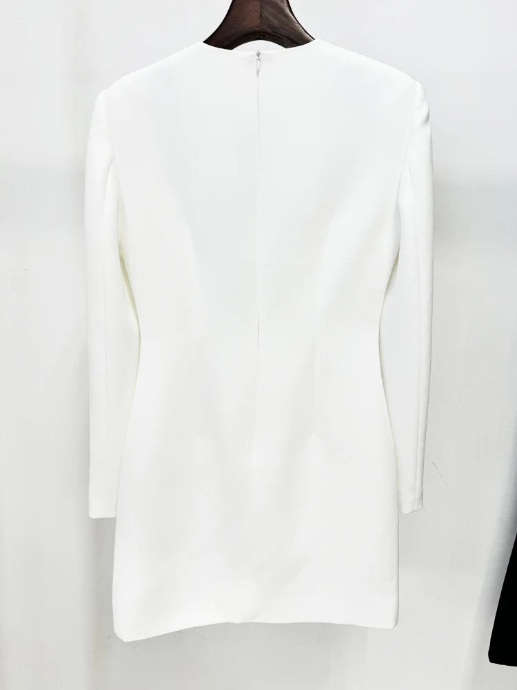 Elegant Flowers Beaded Pullover Long Sleeve Non Stretch Mini Dress