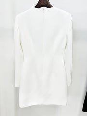 Elegant Flowers Beaded Pullover Long Sleeve Non Stretch Mini Dress