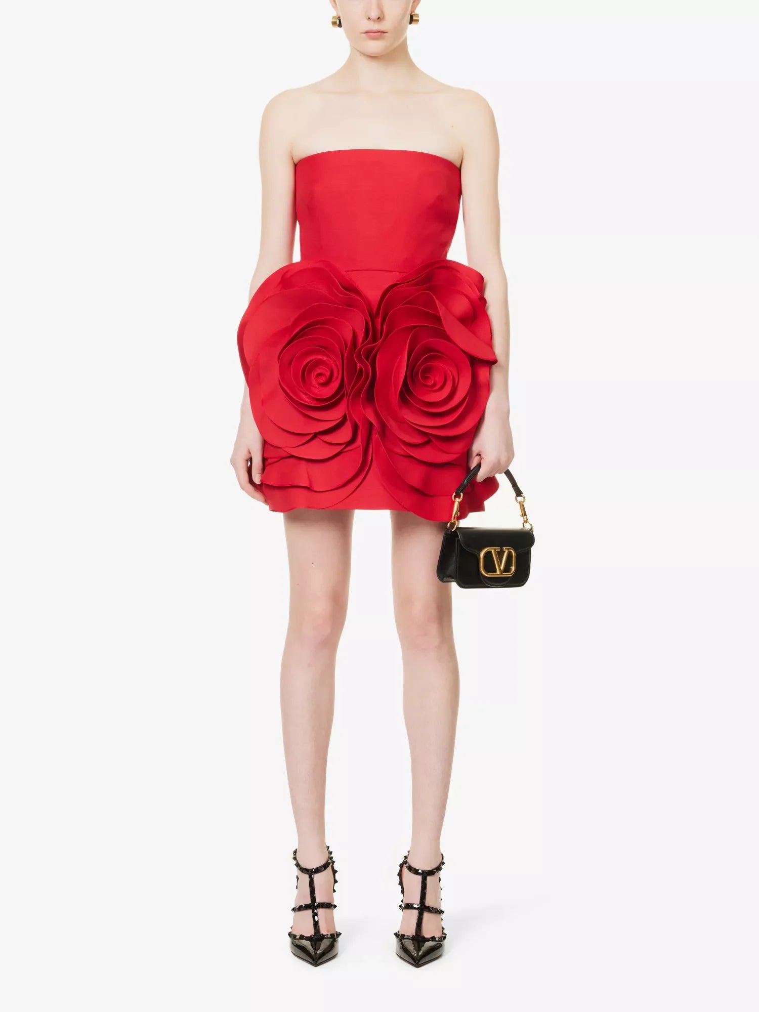 Elegant Flowers Strapless Bandage Slight Stretch Birthday Party Mini Dress