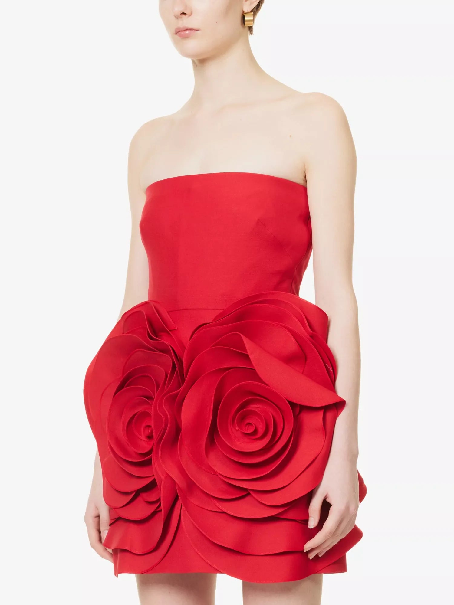 Elegant Flowers Strapless Bandage Slight Stretch Birthday Party Mini Dress