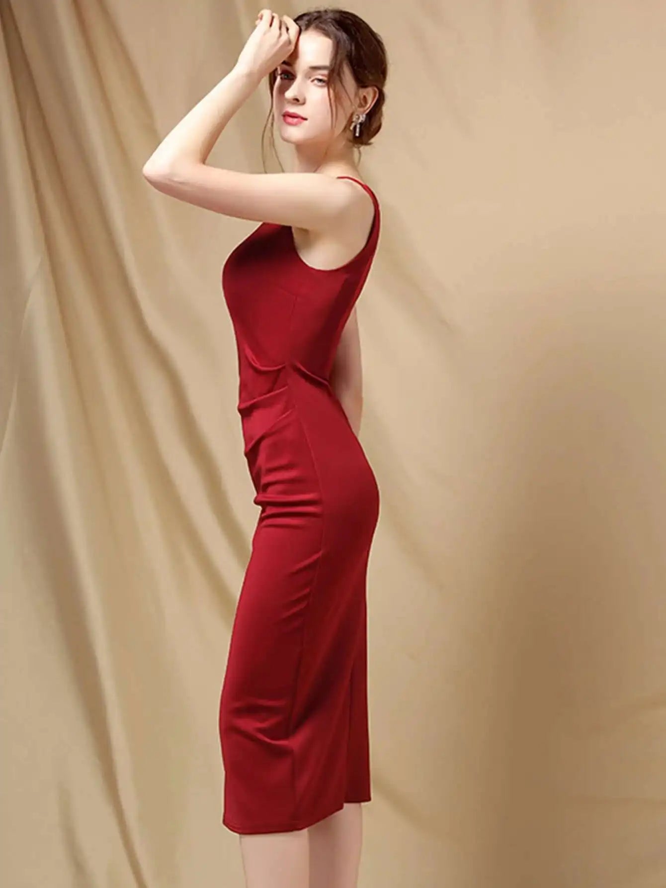 Elegant Folds Sleeveless Birthday Party Prom Evening Bodycon Dresses