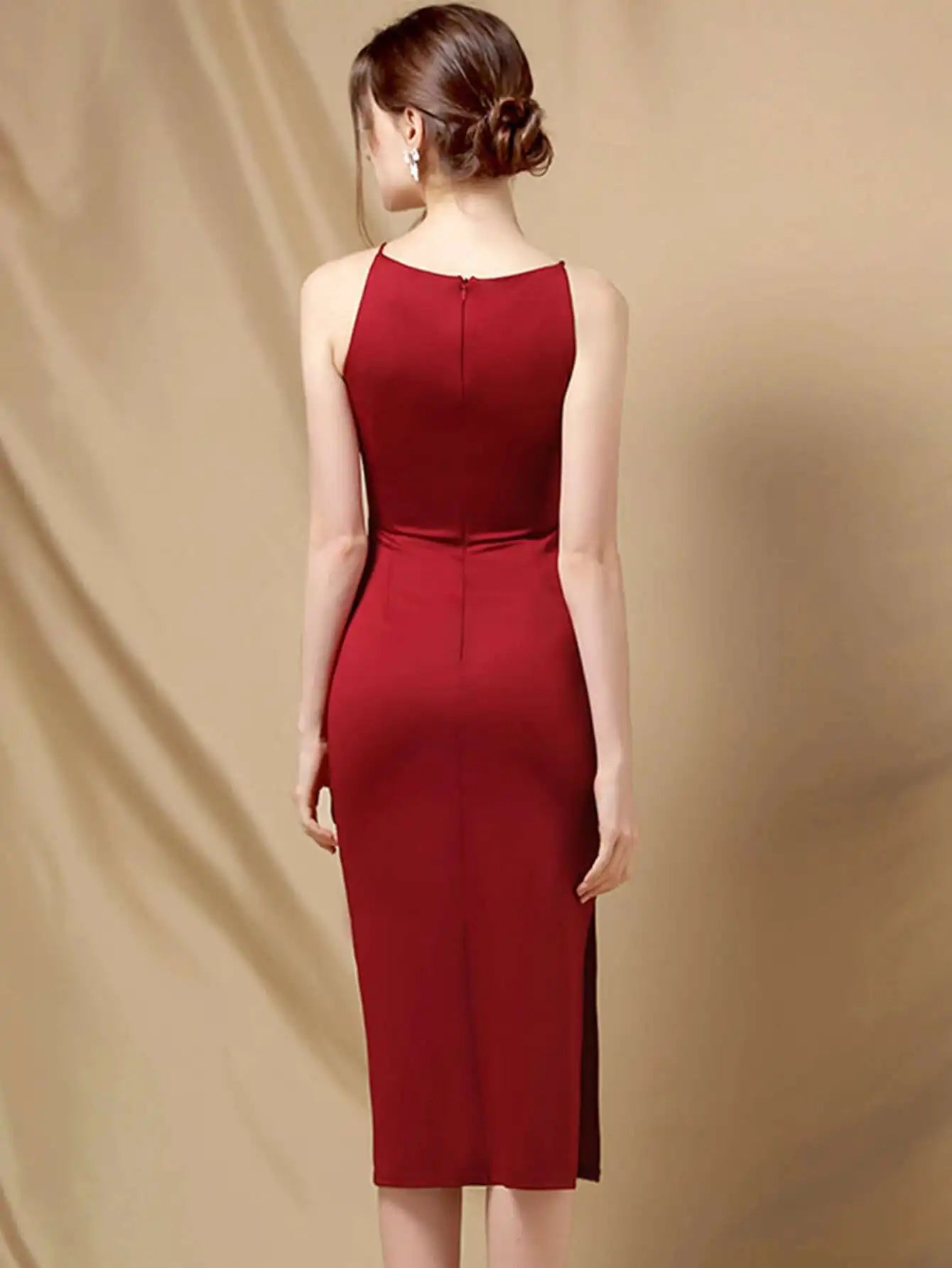 Elegant Folds Sleeveless Birthday Party Prom Evening Bodycon Dresses