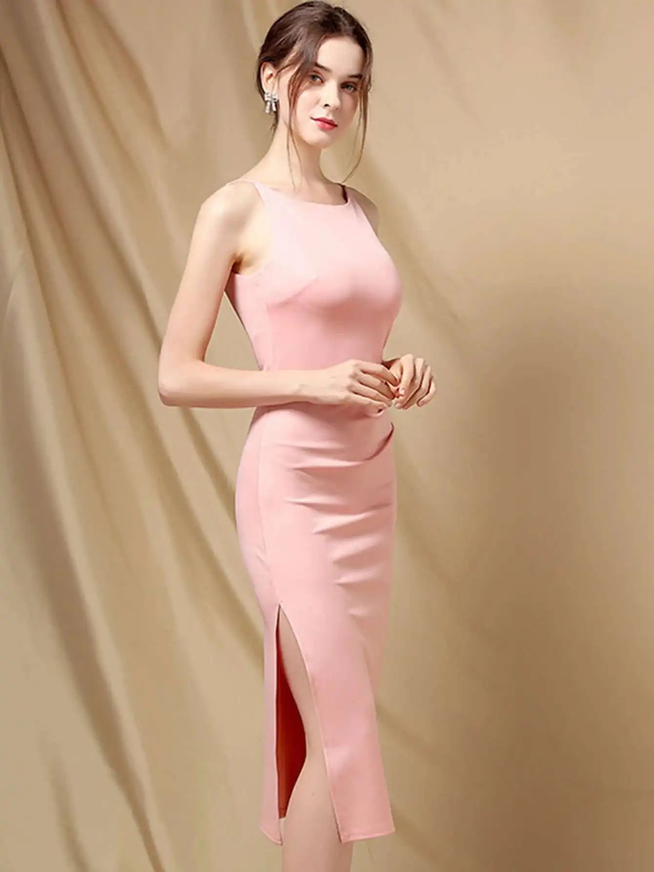 Elegant Folds Sleeveless Birthday Party Prom Evening Bodycon Dresses