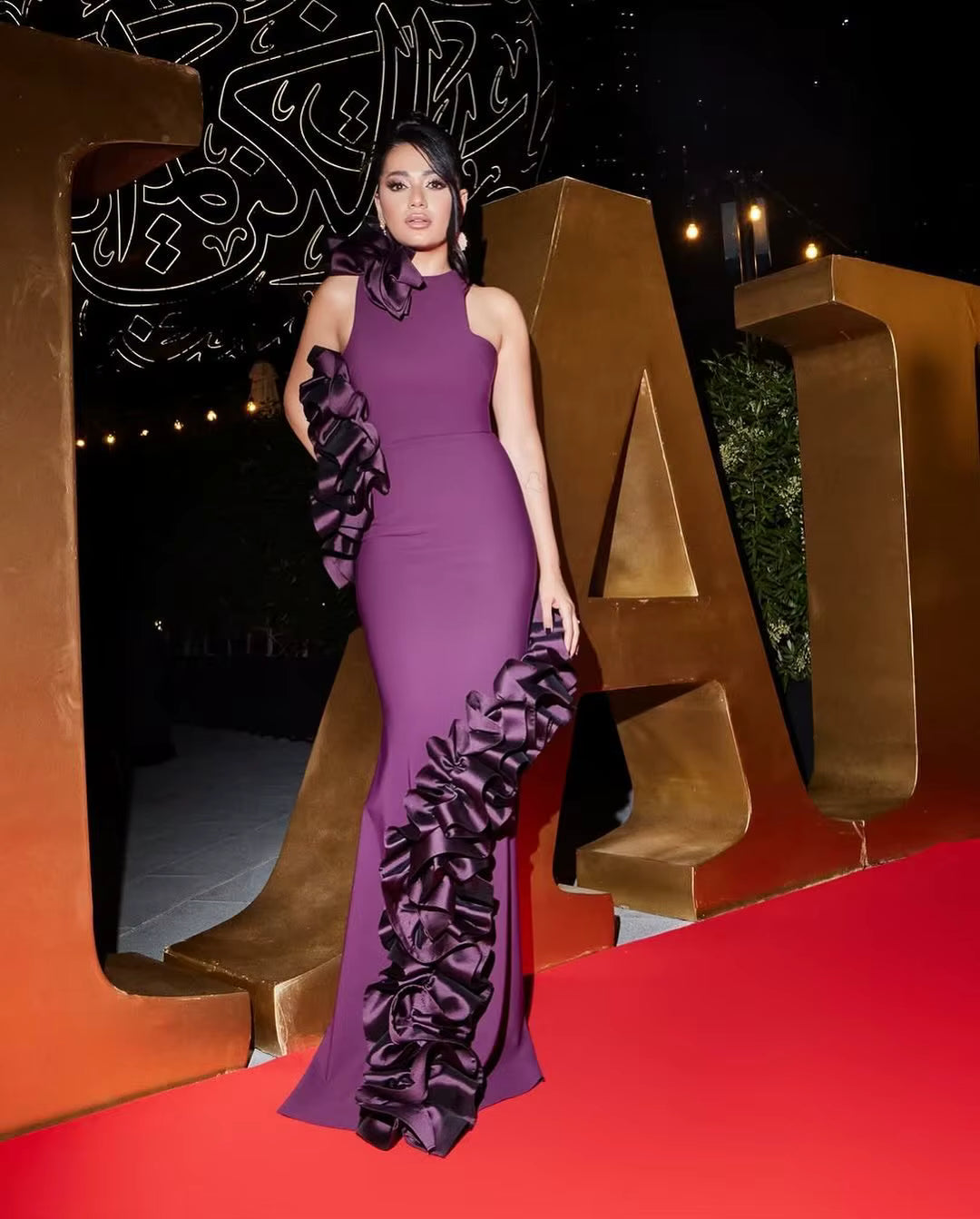 Elegant Formal Stretchy Mermaid With Ruffles Evening Party Maxi Dress