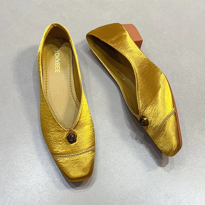 Elegant Gold Chunky Heel