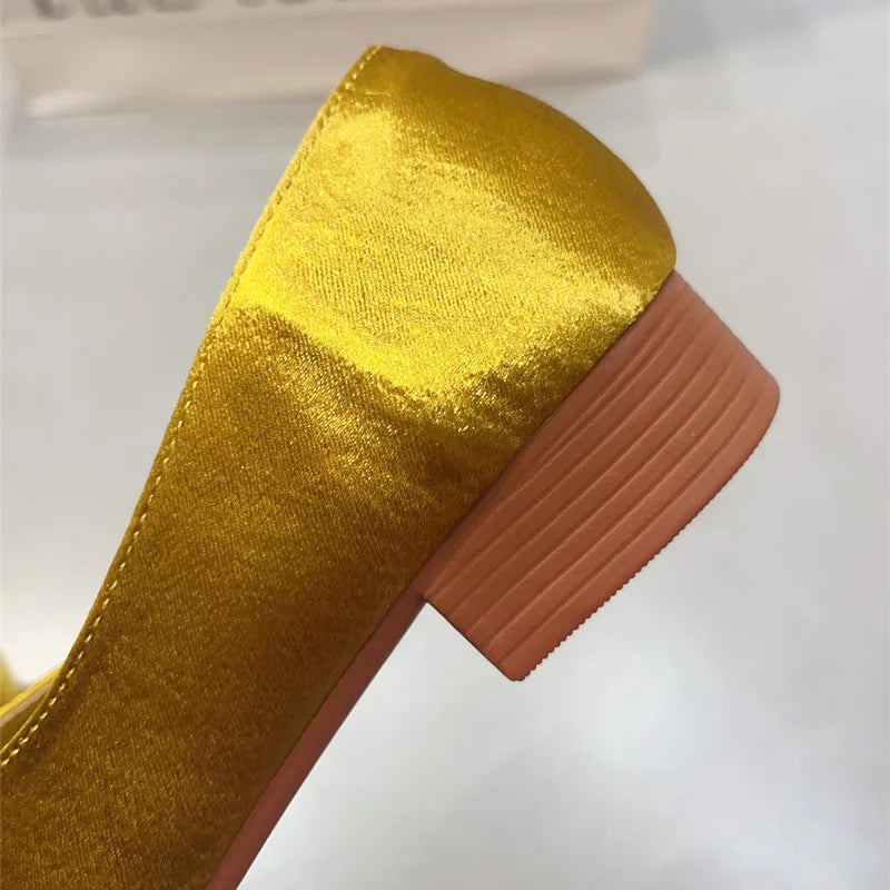 Elegant Gold Chunky Heel