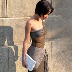 Elegant Halter Draped Backless Maxi Dress Birthday Outfits