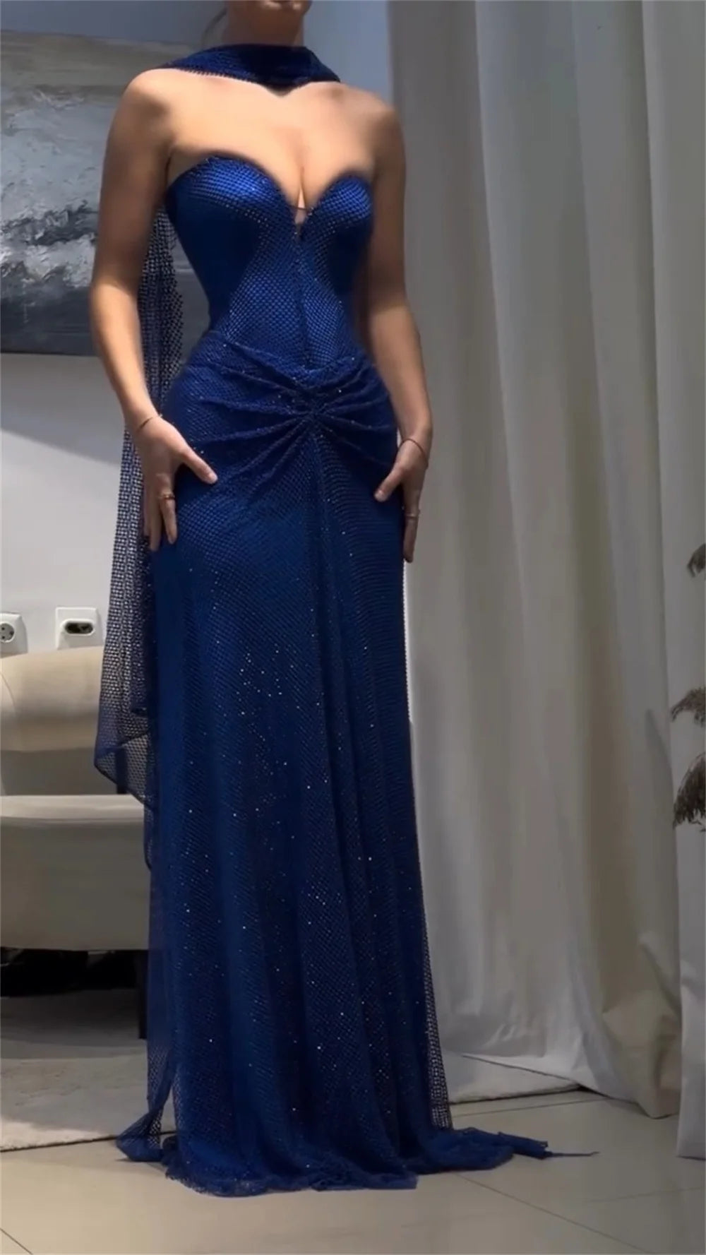 Elegant Halter Neck Sheath Strapless Sleeveless Glitter Formal Evening Prom Maxi Dresses