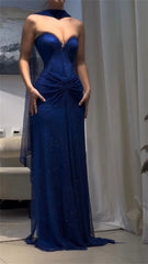 Elegant Halter Neck Sheath Strapless Sleeveless Glitter Formal Evening Prom Maxi Dresses