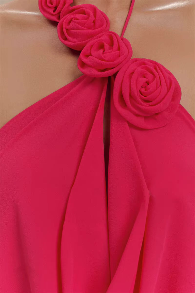 Elegant Halter Off-shoulder Sleeveless Backless Lace-up Maxi Dress
