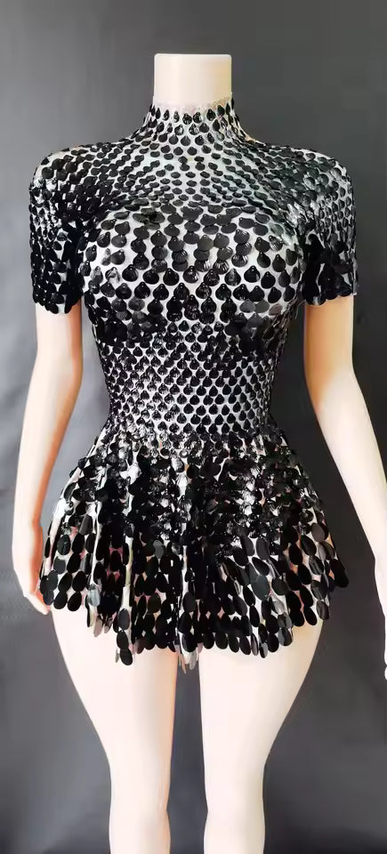Elegant High Elasticity Shell Sequins Birthday Party Mini Dress