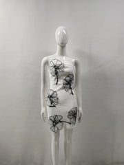 Elegant High Quality Strapless Florals Evening Party Bodycon Mini Bandage Dress