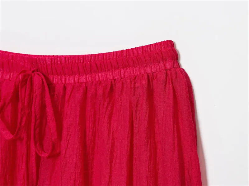 Elegant High Street Cute Fold Slim Suspender Short Top Midi Skirt