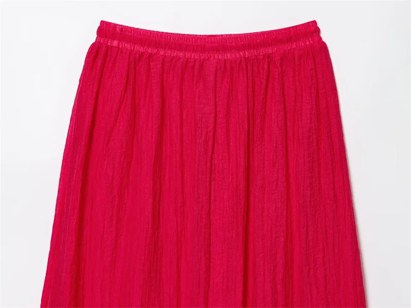 Elegant High Street Cute Fold Slim Suspender Short Top Midi Skirt